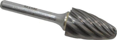SGS Pro - 3/4" Cut Diam, 1/4" Shank Diam, Tree with Radius Head Single Cut Burr - Carbide, Radius End, 1-1/4" LOC, 3" OAL - Exact Tooling