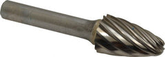 SGS Pro - 3/4" Cut Diam, 3/8" Shank Diam, Tree with Radius Head Single Cut Burr - Carbide, Radius End, 1-1/4" LOC, 3-1/4" OAL - Exact Tooling