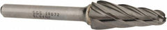 SGS Pro - 1/2" Cut Diam, 1/4" Shank Diam, Taper Head Single Cut Burr - Carbide, Radius End, 1-1/8" LOC, 3" OAL - Exact Tooling