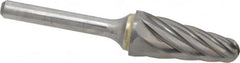 SGS Pro - 5/8" Cut Diam, 1/4" Shank Diam, Taper Head Single Cut Burr - Carbide, Radius End, 1-5/16" LOC, 3-3/16" OAL - Exact Tooling