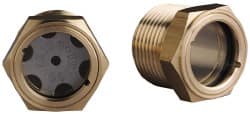 Trico - 1" Sight Diam, 3/4" Thread, 1-9/16" OAL, Viewport Sight Glass & Flow Sight - 1-1/8" Hex Head, With 3-D Lens - Exact Tooling