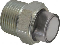 Trico - 1" Sight Diam, 3/4" Thread, 1-9/16" OAL, Viewport Sight Glass & Flow Sight - 1-1/8" Hex Head, With 3-D Lens - Exact Tooling