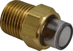 Trico - 1" Sight Diam, 1/2" Thread, 1-17/32" OAL, Viewport Sight Glass & Flow Sight - 7/8" Hex Head, With 3-D Lens - Exact Tooling