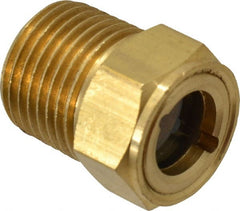 Trico - 1" Sight Diam, 1/2" Thread, 1-3/32" OAL, Viewport Sight Glass & Flow Sight - 7/8" Hex Head, With Baffle - Exact Tooling