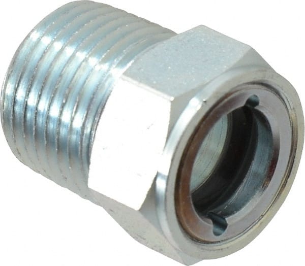 Trico - 1" Sight Diam, 1/2" Thread, 1-3/32" OAL, Viewport Sight Glass & Flow Sight - 7/8" Hex Head, Without Baffle - Exact Tooling