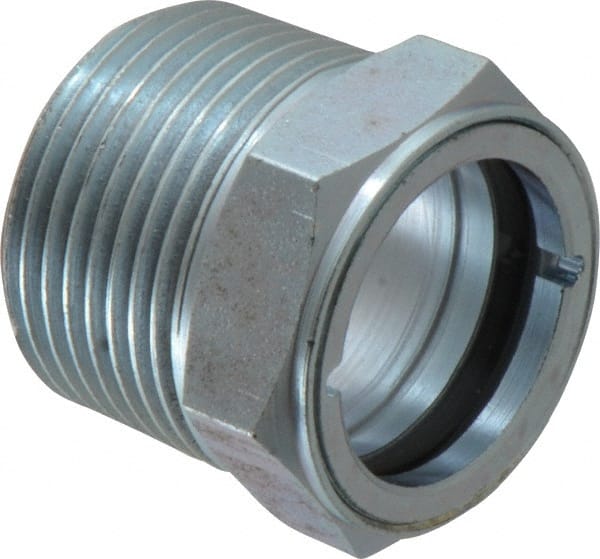 Trico - 2" Sight Diam, 1" Thread, 1-1/4" OAL, Viewport Sight Glass & Flow Sight - 1-5/16" Hex Head, Without Baffle - Exact Tooling