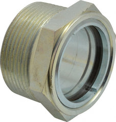 Trico - 2" Sight Diam, 1-1/2" Thread, 1-11/32" OAL, Viewport Sight Glass & Flow Sight - 2" Hex Head, Without Baffle - Exact Tooling