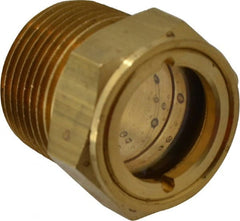 Trico - 1" Sight Diam, 3/4" Thread, 1-1/8" OAL, Viewport Sight Glass & Flow Sight - 1-1/8" Hex Head, Without Baffle - Exact Tooling