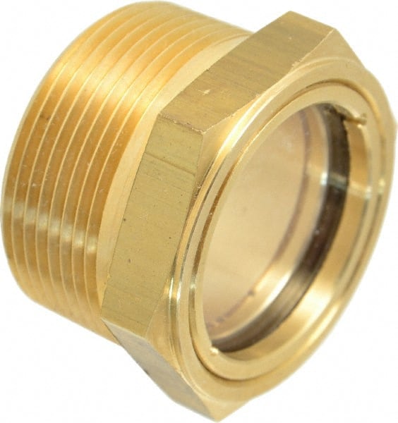 Trico - 2" Sight Diam, 1-1/2" Thread, 1-11/32" OAL, Viewport Sight Glass & Flow Sight - 2" Hex Head, Without Baffle - Exact Tooling