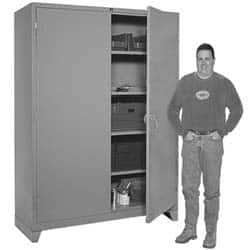 Lyon - 4 Shelf Locking Storage Cabinet - Steel, 60" Wide x 24" Deep x 82" High, Gray - Exact Tooling