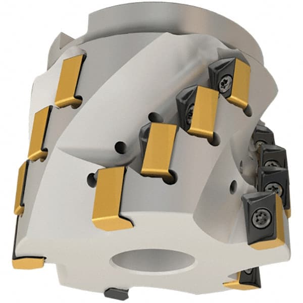 Iscar - 12 Inserts, 3" Cut Diam, 1-1/4" Arbor Diam, 1-44/53" Max Depth of Cut, Indexable Square-Shoulder Face Mill - 0/90° Lead Angle, 2.76" High, H490 AN.X 17 Insert Compatibility, Through Coolant, Series Helido - Exact Tooling