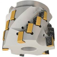 Iscar - 12 Inserts, 3" Cut Diam, 1-1/4" Arbor Diam, 1-44/53" Max Depth of Cut, Indexable Square-Shoulder Face Mill - 0/90° Lead Angle, 2.76" High, H490 AN.X 17 Insert Compatibility, Through Coolant, Series Helido - Exact Tooling