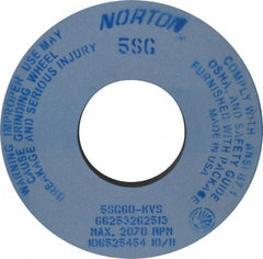 Norton - 12" Diam x 5" Hole x 1" Thick, K Hardness, 60 Grit Surface Grinding Wheel - Ceramic, Type 1, Medium Grade, 2,070 Max RPM, Vitrified Bond, No Recess - Exact Tooling