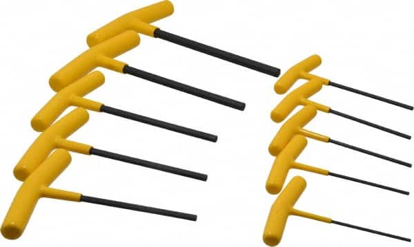Bondhus - 10 Piece T-Handle Hex Key Set - Hex Range 3/32 to 3/8", Protanium High Torque Steel - Exact Tooling