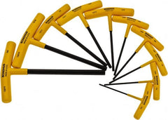 Bondhus - 10 Piece T-Handle Hex Key Set - Hex Range 3/32 to 3/8", Protanium High Torque Steel - Exact Tooling