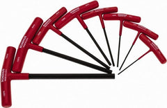 Bondhus - 8 Piece T-Handle Hex Key Set - Hex Range 2 to 10mm, Protanium High Torque Steel - Exact Tooling