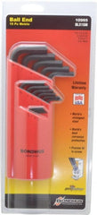 Bondhus - 15 Piece L-Key Ball End Hex Key Set - Hex Range 1.27 to 10mm - Exact Tooling