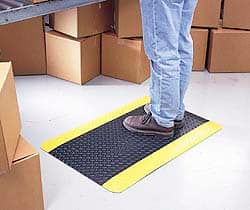 Wearwell - 12' Long x 3' Wide, Dry Environment, Anti-Fatigue Matting - Black, Vinyl with Vinyl Sponge Base, Beveled on 4 Sides - Exact Tooling