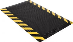 Wearwell - 5' Long x 3' Wide, Dry Environment, Anti-Fatigue Matting - Black with Yellow Chevron Borders, Vinyl with Nitrile Blend Base, Beveled on 4 Sides - Exact Tooling