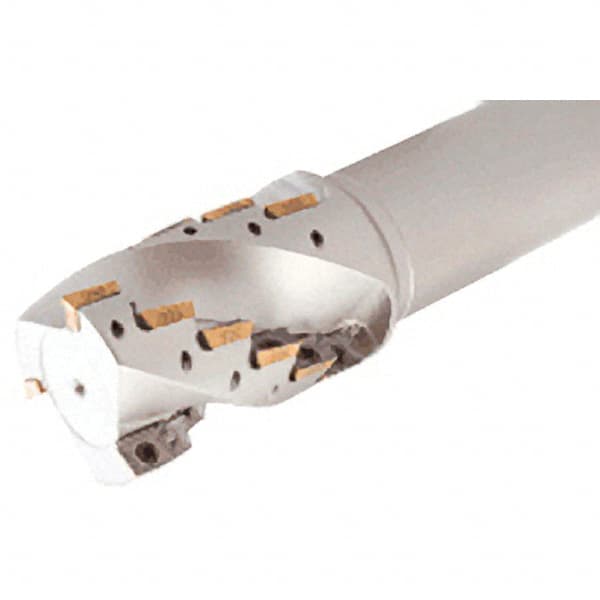 Iscar - 20mm Cut Diam, 29mm Max Depth of Cut, 20mm Shank Diam, 87mm OAL, Indexable Square Shoulder Helical End Mill - Weldon Shank, 90° Lead Angle, Series Helimill - Exact Tooling