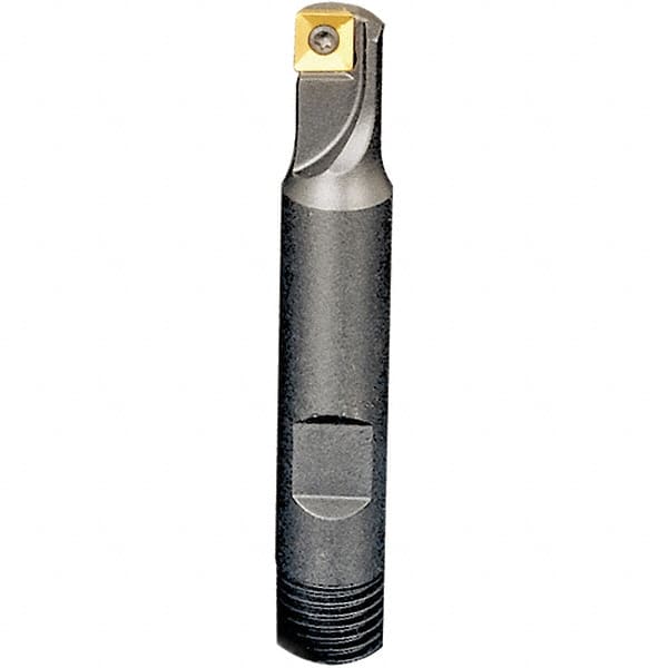 Iscar - 3/4" Cut Diam, 0.22" Max Depth of Cut, 3/4" Shank Diam, 3" OAL, Indexable Square Shoulder End Mill - QOMT 0602.., SOMT 0602.., XOMT 0602.. Inserts, Weldon Shank, 90° Lead Angle, Series Heliquad - Exact Tooling