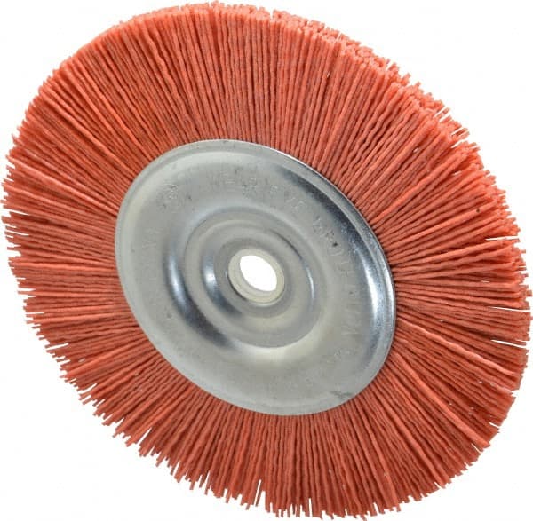 Dico - 6" OD, 5/8" Arbor Hole, Crimped Nylon Wheel Brush - 3/8" Face Width - Exact Tooling