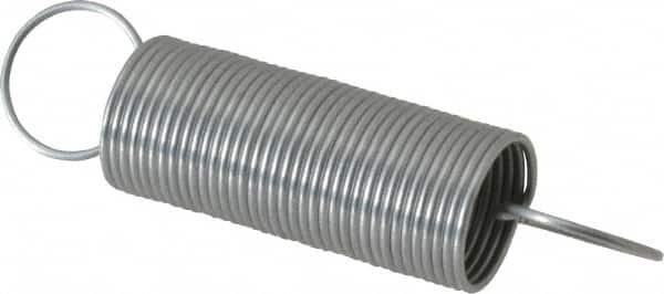 Made in USA - 0.437" OD, 1.631 Lb Max Load, 7.8" Max Ext Len, 0.028" Wire Diam Extension Spring - 0.372 Lb/In Rating, 1.147 Lb Init Tension - Exact Tooling