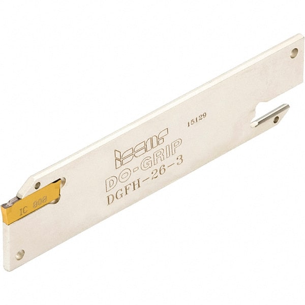 Iscar - 6 to 6.4mm Groove Width, Neutral Cut, DGFH Indexable Grooving Blade - DGN-UT/UA, DGN/DGNC/DGNM-C, DGN/DGNM-J/JS/JT, DGR/L-C DGRC/LC-C, DGR/L-J/JS, GRIP, GRIP (Full Radius) Insert Style, Series Do-Grip & Heli-Grip - Exact Tooling