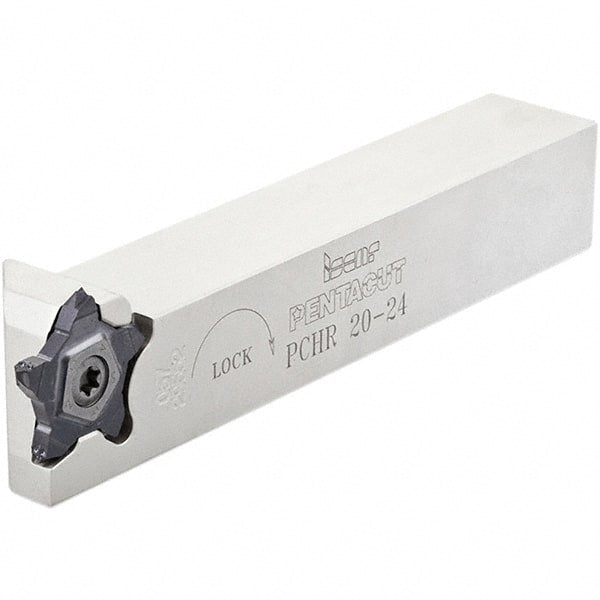 Iscar - External Thread, 0.256" Max Depth of Cut, 6.25mm Min Groove Width, 135mm OAL, Right Hand Indexable Grooving Cutoff Toolholder - 25mm Shank Height x 25mm Shank Width, PCH Toolholder Style, Series PentaCut - Exact Tooling