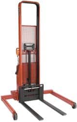 Wesco Industrial Products - 2,000 Lb Capacity, 64" Lift Height, Battery Operated Lift - 1-1/2" Lowered Height, 24" Load Center, 42" Fork Length - Exact Tooling