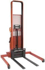 Wesco Industrial Products - 2,000 Lb Capacity, 64" Lift Height, Battery Operated Lift - 1-1/2" Lowered Height, 24" Load Center, 42" Fork Length - Exact Tooling