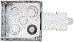 Cooper Crouse-Hinds - 1 Gang, (13) 1/2 & 3/4" Knockouts, Steel Square Outlet Box - 4" Overall Height x 4" Overall Width x 1-1/2" Overall Depth - Exact Tooling