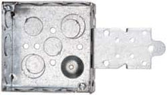 Cooper Crouse-Hinds - 1 Gang, (13) 1/2 & 3/4" Knockouts, Steel Square Outlet Box - 4" Overall Height x 4" Overall Width x 1-1/2" Overall Depth - Exact Tooling