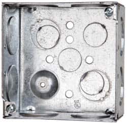 Cooper Crouse-Hinds - 1 Gang, (12) 1 & 3/4" Knockouts, Steel Square Outlet Box - 4" Overall Height x 4" Overall Width x 2-1/8" Overall Depth - Exact Tooling