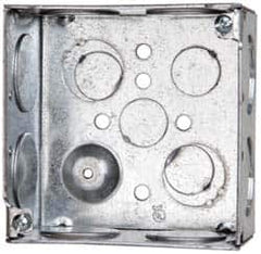 Cooper Crouse-Hinds - 1 Gang, (12) 1 & 3/4" Knockouts, Steel Square Outlet Box - 4" Overall Height x 4" Overall Width x 2-1/8" Overall Depth - Exact Tooling