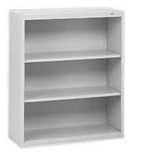 Tennsco - 3 Shelf, 40" High x 34-1/2" Wide Bookcase - 13-1/2" Deep, Steel, Putty - Exact Tooling
