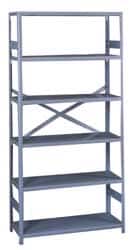 Tennsco - 5 Shelf Commercial Grade Open Steel Shelving - 300 Lb Capacity, 36" Wide x 72" High x 12" Deep, Medium Gray - Exact Tooling