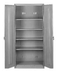 Tennsco - 5 Shelf Locking Storage Cabinet - Steel, 36" Wide x 24" Deep x 78" High, Putty - Exact Tooling