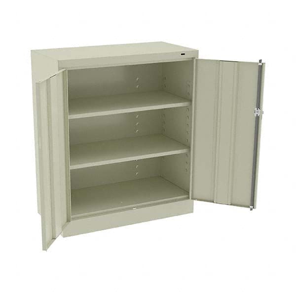 Tennsco - 3 Shelf Locking Storage Cabinet - Steel, 36" Wide x 18" Deep x 42" High, Putty - Exact Tooling
