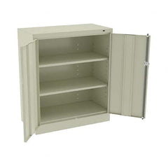 Tennsco - 3 Shelf Locking Storage Cabinet - Steel, 36" Wide x 18" Deep x 42" High, Putty - Exact Tooling