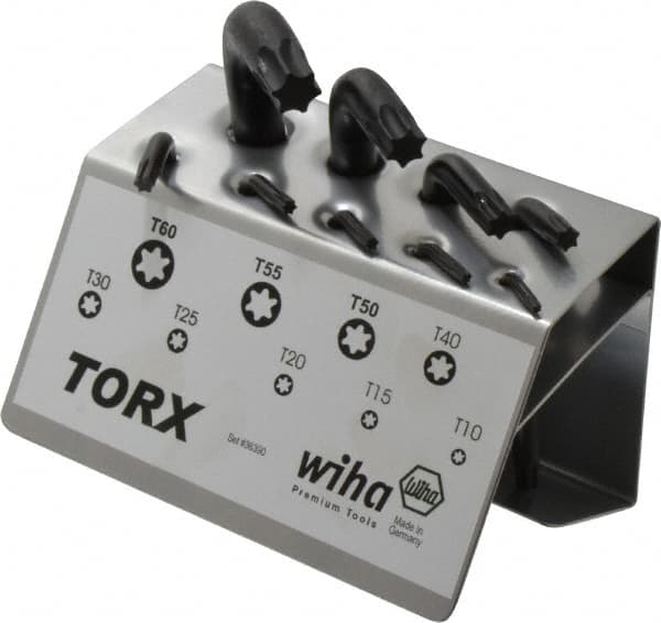 Wiha - 9 Piece T10 to T60 L-Key Short Arm Torx Key Set - T10, T15, T20, T25, T30, T40, T50, T55, T60 Torx Size - Exact Tooling
