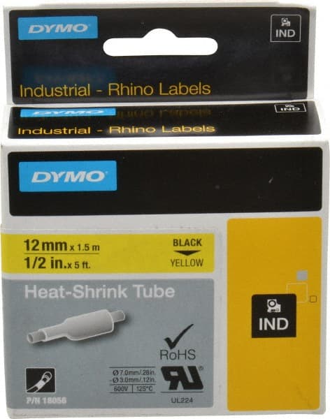Dymo - 60" Long, Yellow Heat Shrinkable Polyolefin Heat Shrink Tubing - For RhinoPRO 3000 - Exact Tooling