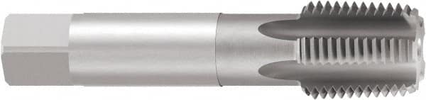Emuge - 3/8-18 NPT Thread, 5 Flute Standard Pipe Tap - 4.331" OAL, 1.06" Thread Length, 0.7" Shank Diam, Bright Finish, Cobalt - Exact Tooling