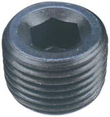Made in USA - 1-11-1/2, 1" OAL, Alloy Steel Socket Pressure Plug - Uncoated, 3/4" Taper per Foot, 5/8" Hex Key - Exact Tooling