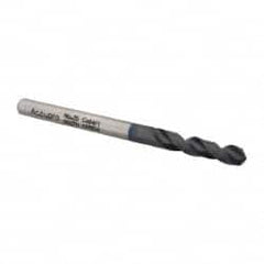 Accupro - #25 120° Spiral Flute Cobalt Screw Machine Drill Bit - TiAlN Finish, Right Hand Cut, 22mm Flute Length, 55mm OAL, Split Point, Straight Shank - Exact Tooling