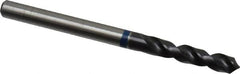Accupro - #20 120° Spiral Flute Cobalt Screw Machine Drill Bit - TiAlN Finish, Right Hand Cut, 22mm Flute Length, 55mm OAL, Faceted Point, Straight Shank - Exact Tooling