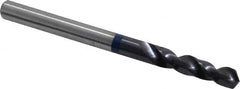 Accupro - #16 120° Spiral Flute Cobalt Screw Machine Drill Bit - TiAlN Finish, Right Hand Cut, 24mm Flute Length, 58mm OAL, Faceted Point, Straight Shank - Exact Tooling