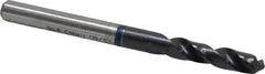 Accupro - #8 120° Spiral Flute Cobalt Screw Machine Drill Bit - TiAlN Finish, Right Hand Cut, 26mm Flute Length, 62mm OAL, Faceted Point, Straight Shank - Exact Tooling