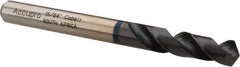 Accupro - 15/64" 120° Spiral Flute Cobalt Screw Machine Drill Bit - TiAlN Finish, Right Hand Cut, 28mm Flute Length, 66mm OAL, Faceted Point, Straight Shank - Exact Tooling