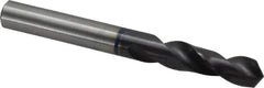 Accupro - 21/64" 120° Spiral Flute Cobalt Screw Machine Drill Bit - TiAlN Finish, Right Hand Cut, 37mm Flute Length, 79mm OAL, Faceted Point, Straight Shank - Exact Tooling
